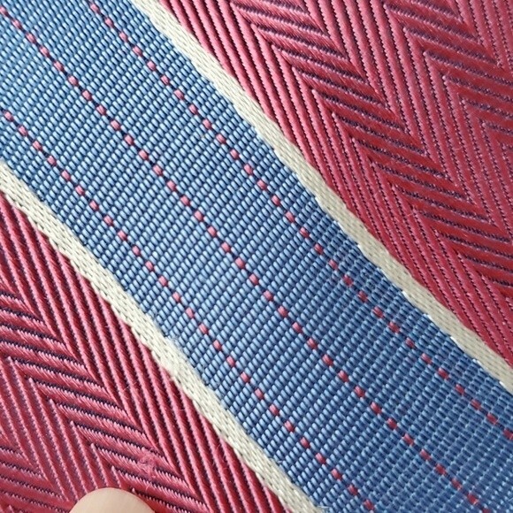 SHORE & SINGER 100% SILK TIE PINK BLUE 3.25 - Picture 5 of 6